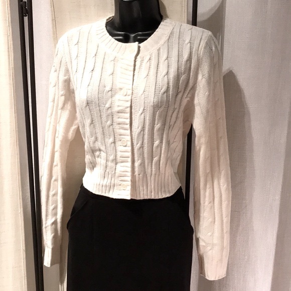 H&M cream ivory cable knit long sleeve sweater cardigan top - Picture 4 of 8